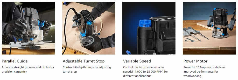 Hammerhead 10 Amp Variable Speed Plunge Woodworking Router Kit with Vacuum Adaptor – HAPR100 Best Plunge Router For Woodworking - Top 5 Wood Shop Winners Hammerhead 10-Amp Variable Speed Plunge Woodworking Router Kit with Vacuum Adaptor – HAPR100