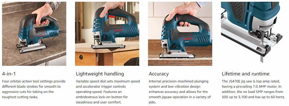 Bosch 120 VOLT Variable Speed Top Handle JS470E Jigsaw
