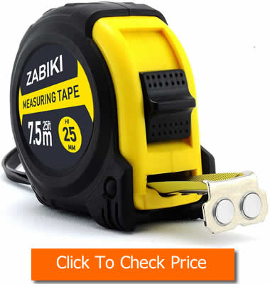 Zabiki Measuring Tape Measure 25 Ft Decimal Retractable Dual Side Ruler with Metric and Inches