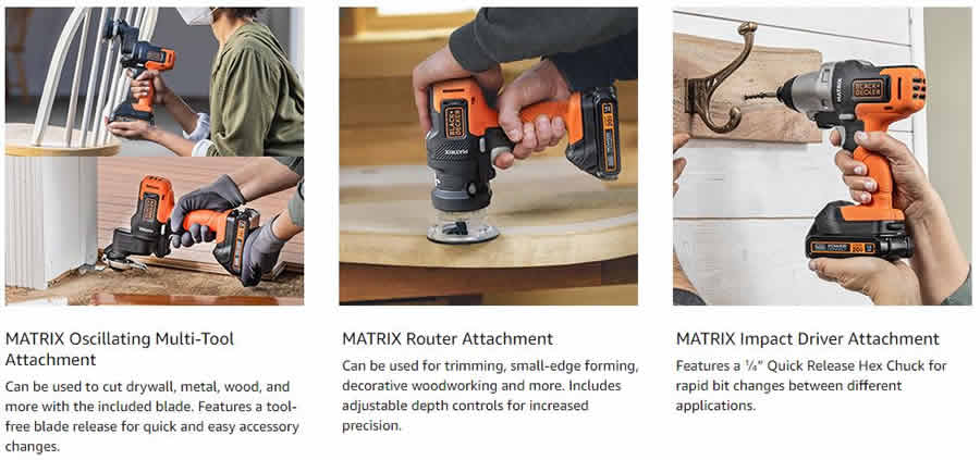 BLACK and DECKER BDCDMT1206KITC Matrix Cordless Drill 6 Tool Kit Multi Head Drill Modular Power Tools The Ultimate Combo Kit? BLACK and DECKER BDCDMT1206KITC Matrix Cordless Drill 6-Tool Kit